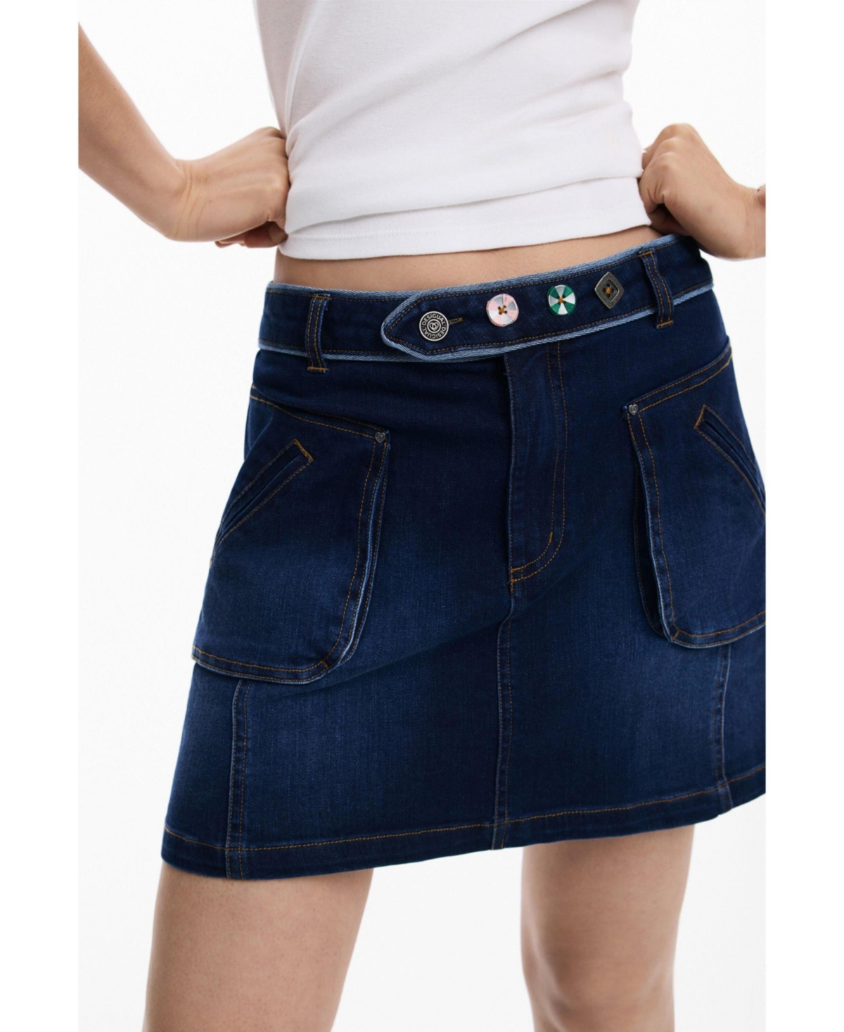 Desigual Women's Short denim skirt with belt