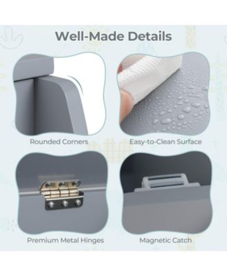 Kids Toy Box Wooden Mobile Toy Storage Organizer with Bookshelf & Lockable Wheels