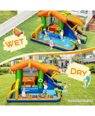8-in-1 Inflatable Bounce House Water Park w/Slide Water Cannon w/ 480W Blower