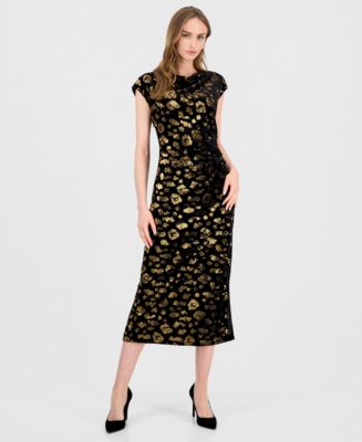jones new york black dress Vintage 90s Jones New York Black Beaded Evening Gown