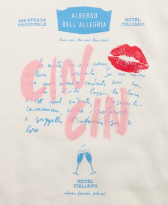 Women's Knit Long-Sleeve Cin Cin Kiss Graphic Sweatshirt, Macy's Exclusive