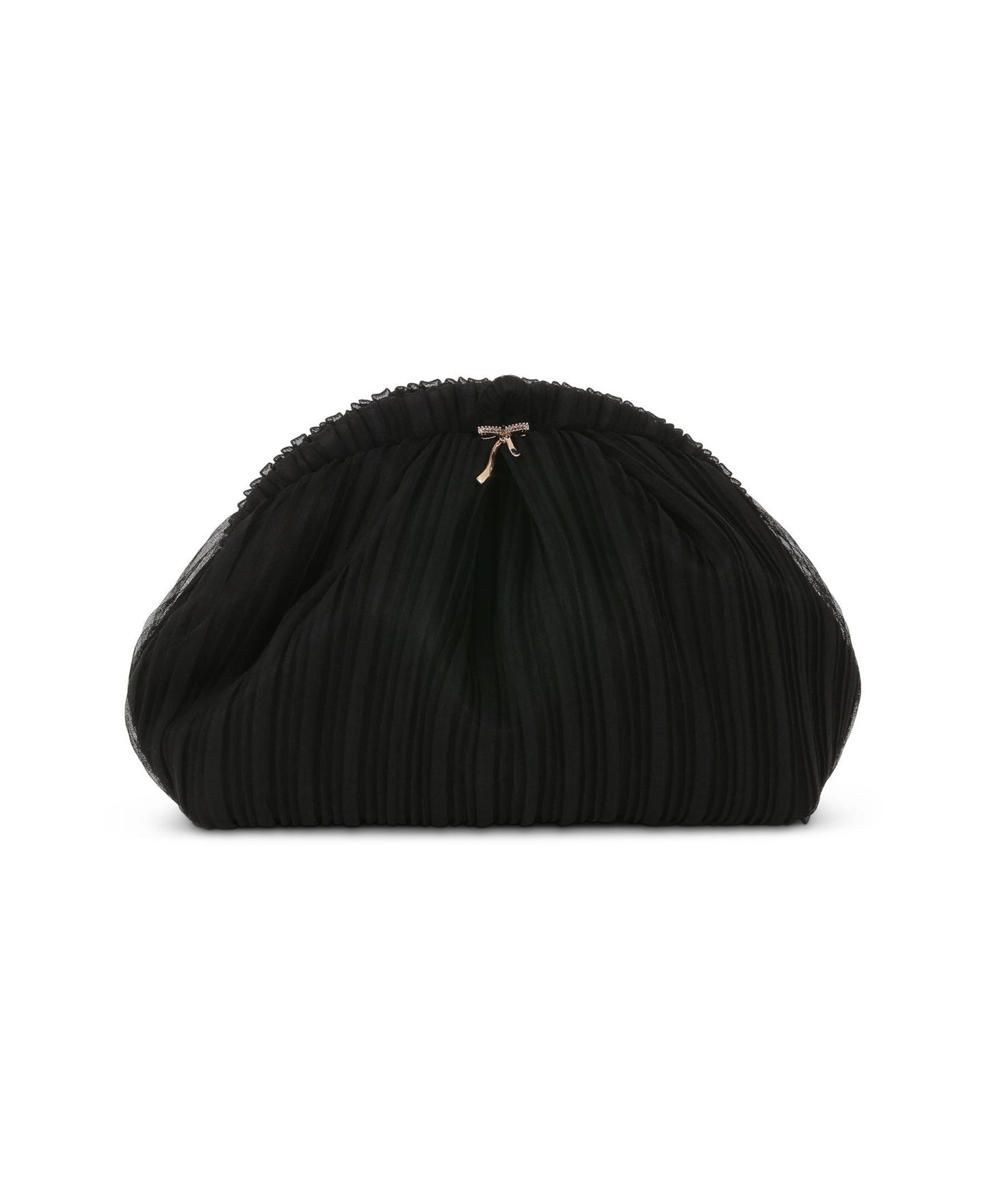 Женский клатч Jewel Badgley Mischka Vale Mini Pleated Pouch Clutch with Bow Charm, цвет: Чёрный — фото 1