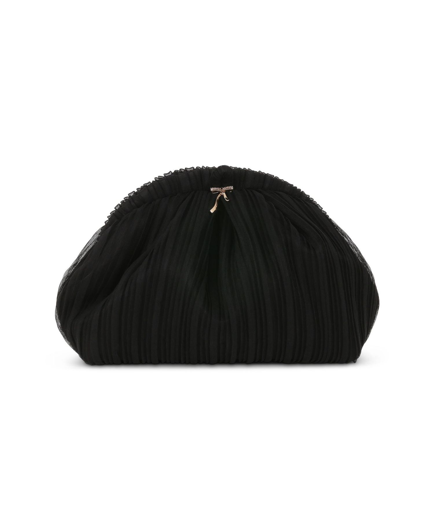 Woman's Vale Mini Pleated Pouch Clutch with Bow Charm