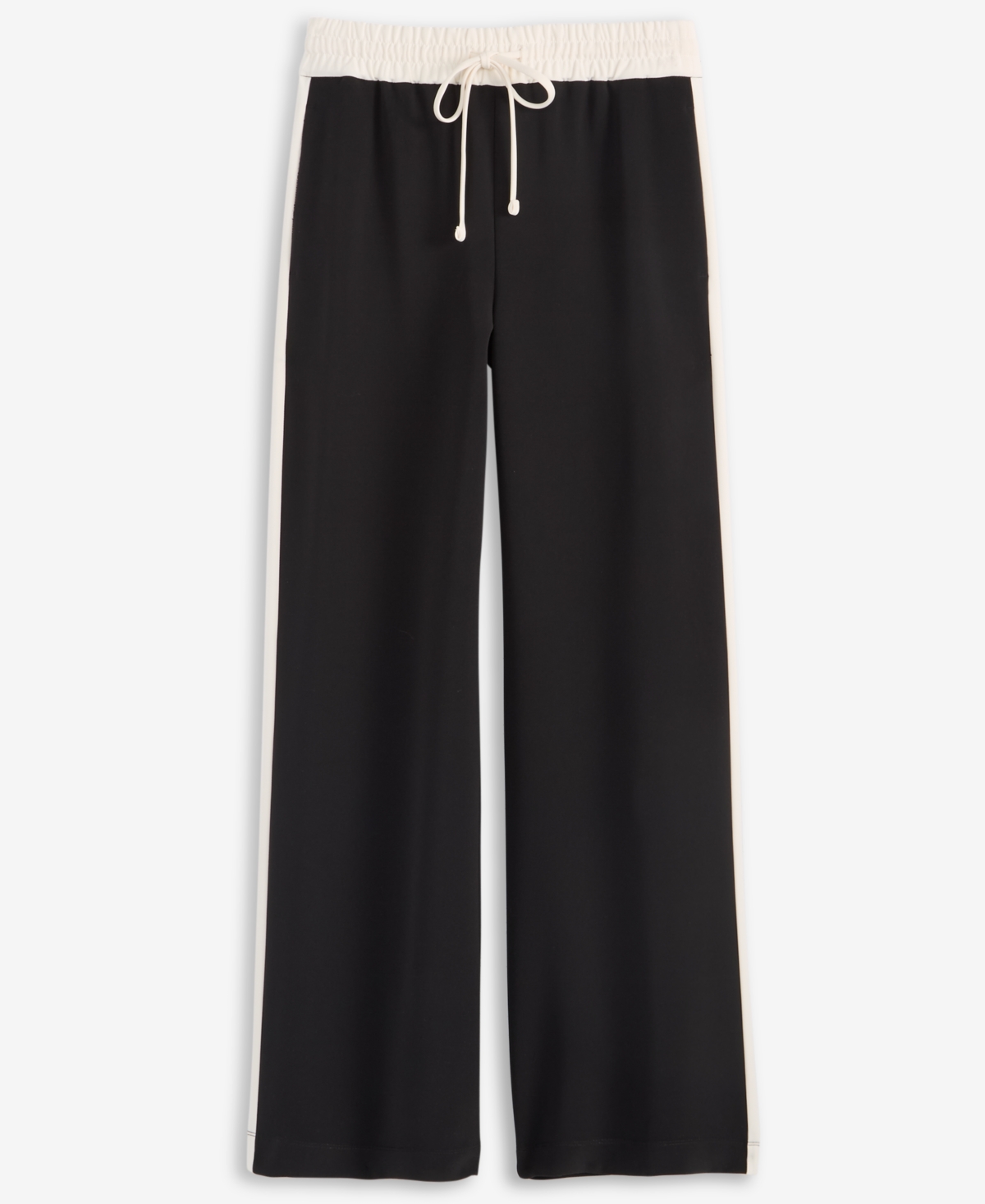 Inc International Concepts Petite Drawstring-waist Side-stripe Wide-leg Pants, Macy's Exclusive In Black