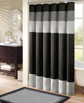 Amherst Faux Silk Pieced Pintuck Design Shower Curtain, 72" x 72"