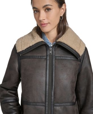Women's FX Shearling Funnel Coat