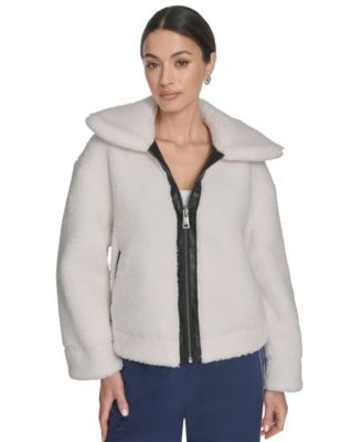 Women's Regular Reversible Sherpa to Faux Leather Aviator Jacket