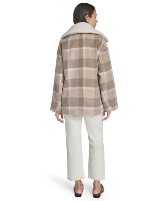 Women's Plaid Peacoat