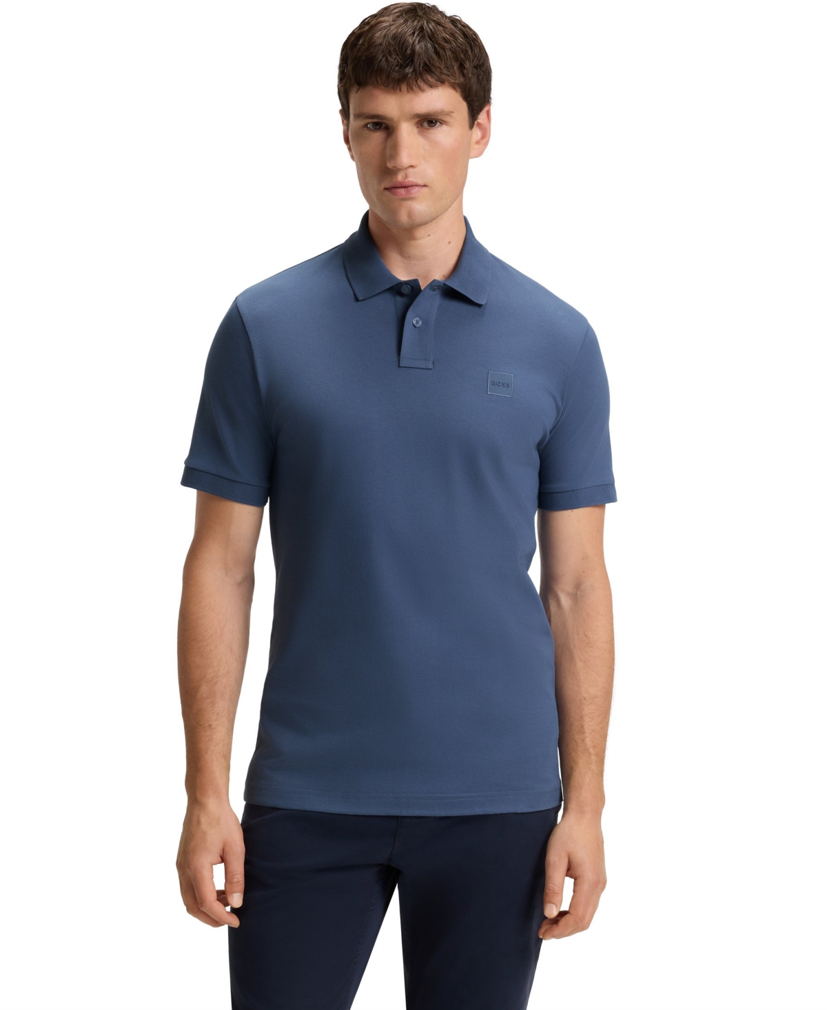 Hugo Boss Boss By  Men's Stretch-cotton Slim-fit Polo Shirt In Blue