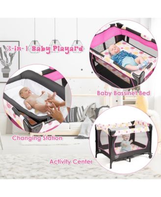 Baby Bedside Sleeper Portable Bassinet 4-in-1 Rolling Bassinet