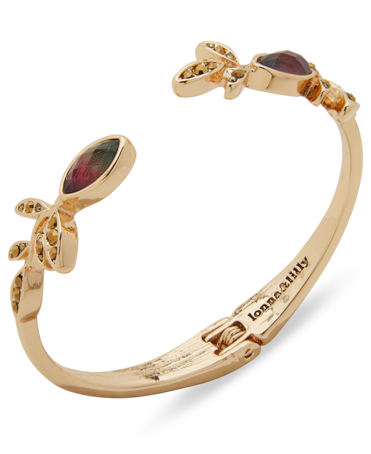 Lonna & Lilly Glass And Resin Stone Hinged Cuff Bracelet In Gold