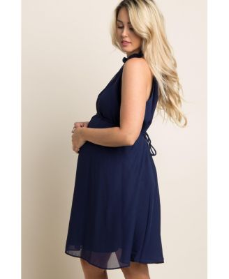 Black Chiffon High Neck Maternity Dress