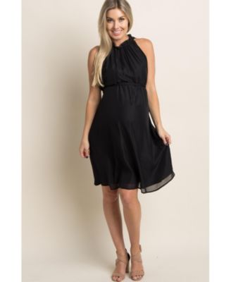 Maternity Lavender Chiffon High Neck Dress