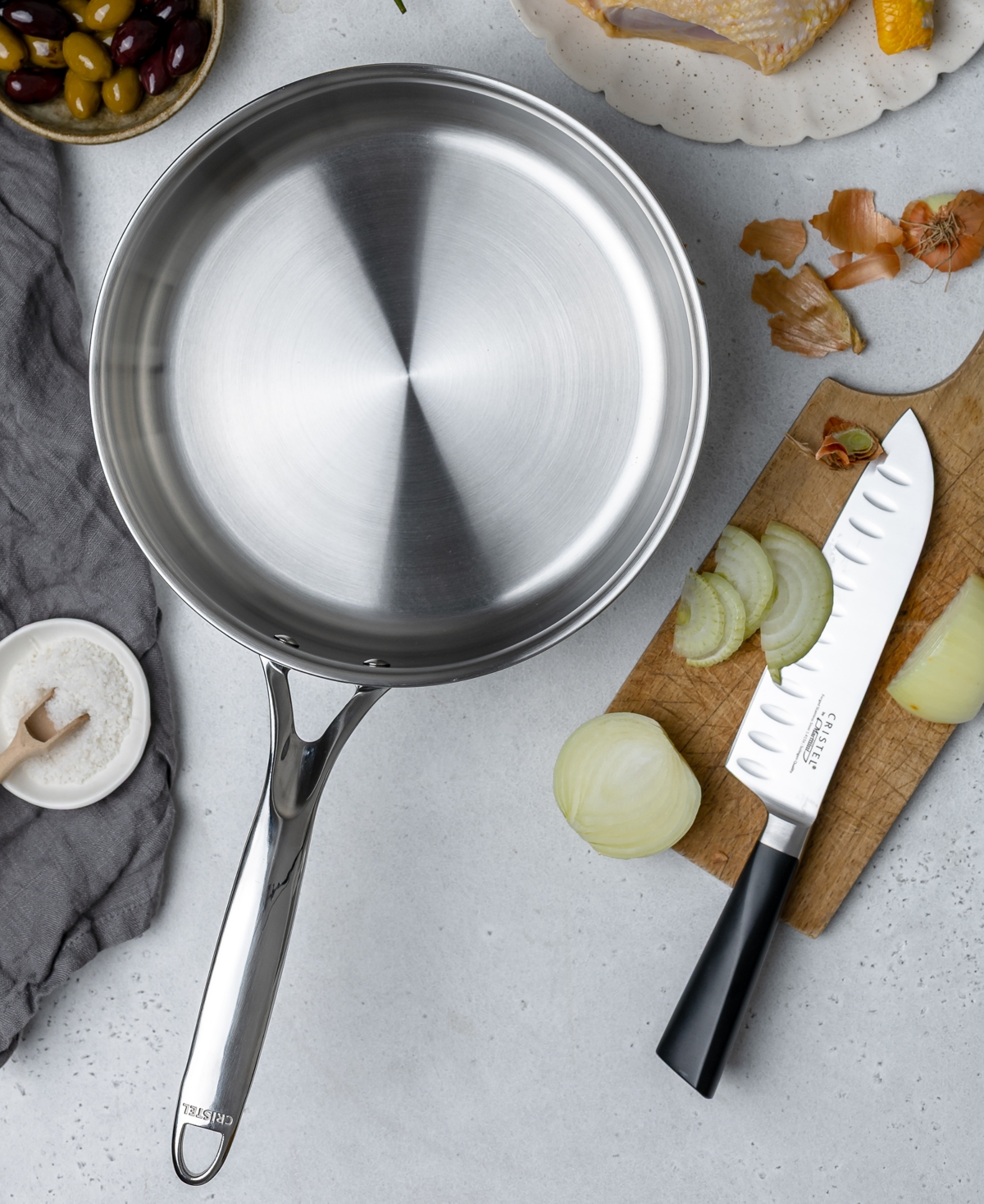 Cristel Castel Pro Ultraply Stainless Steel 5.5-quart Saute Pan In Metallic