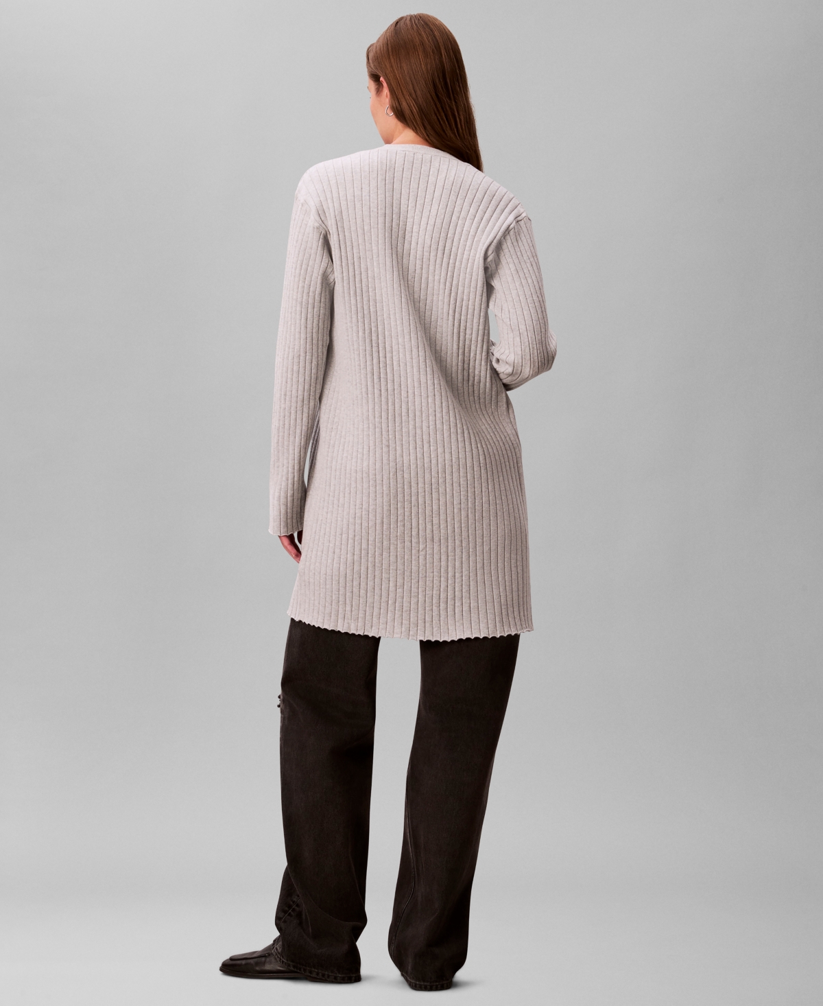 Calvin Klein Women's Long Sleeve Duster Cardigan Sweater In Black