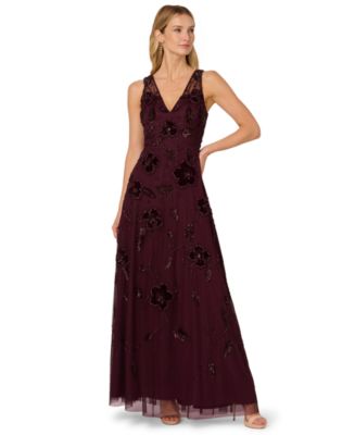 adrianna papell brown velvet dress Velvet Keyhole Halter Mermaid Gown In Dark Brown, Dark Brown / Regular / 20