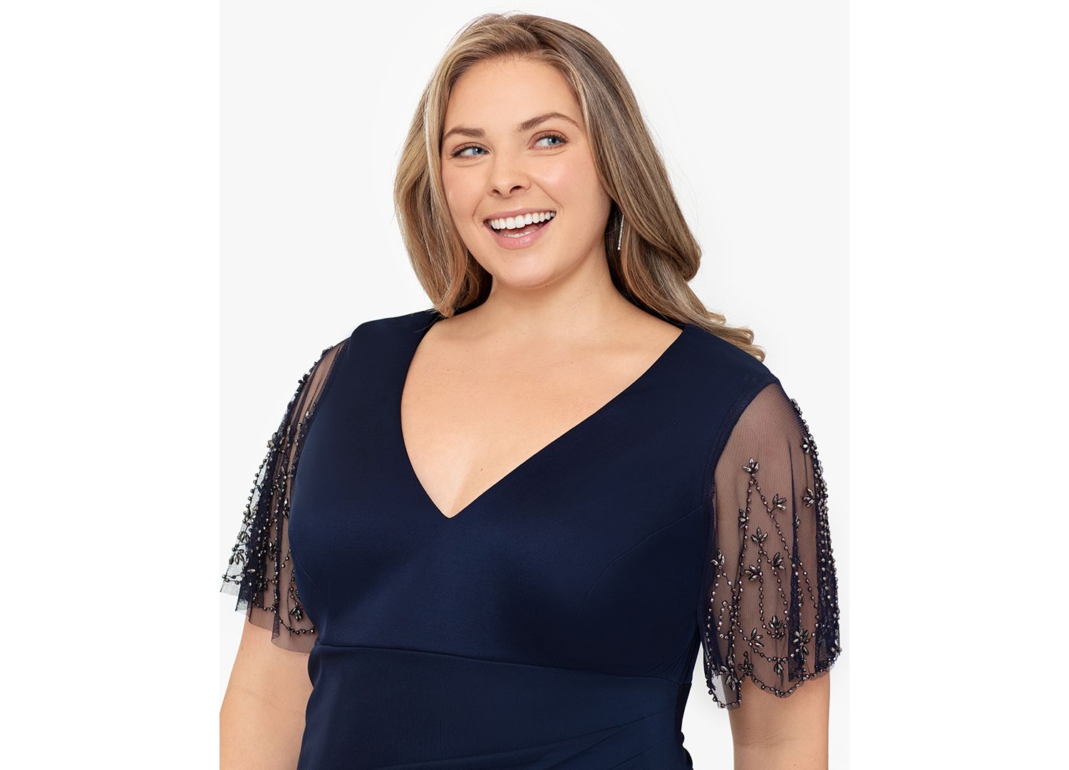 Plus Size Lace-Sleeve Dress