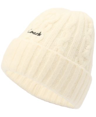Women's Embroidered Cable-Knit Beanie Hat