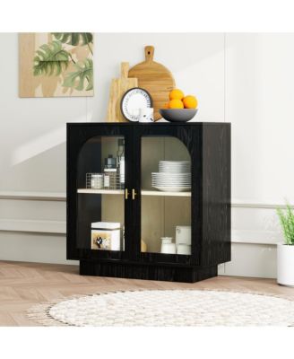 Storage Cabinet with Acrylic Door for Living Room 2 Door Storage Cabinet Sideboard Cabinet Entryway Cabinet, Black
