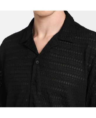 Men's Midnight Black Marquise-Knit Shirt