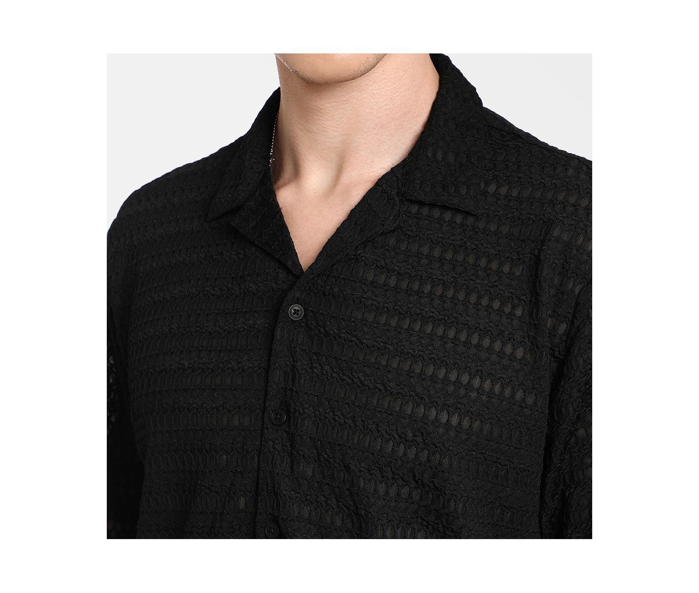 Мужская рубашка Cahoot Campus Sutra Midnight Black Marquise-Knit, цвет: Чёрный — фото 5