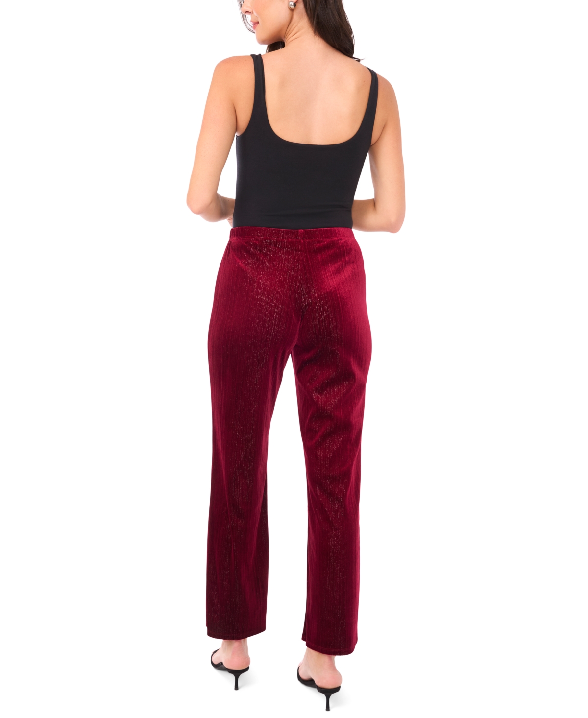 Sam & Jess Women's Velvet Straight-leg Pull-on Pants In Burgundy