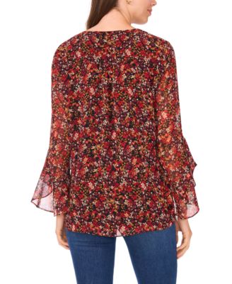 Women's Printed V-Neck 3/4-Sleeve Blouse