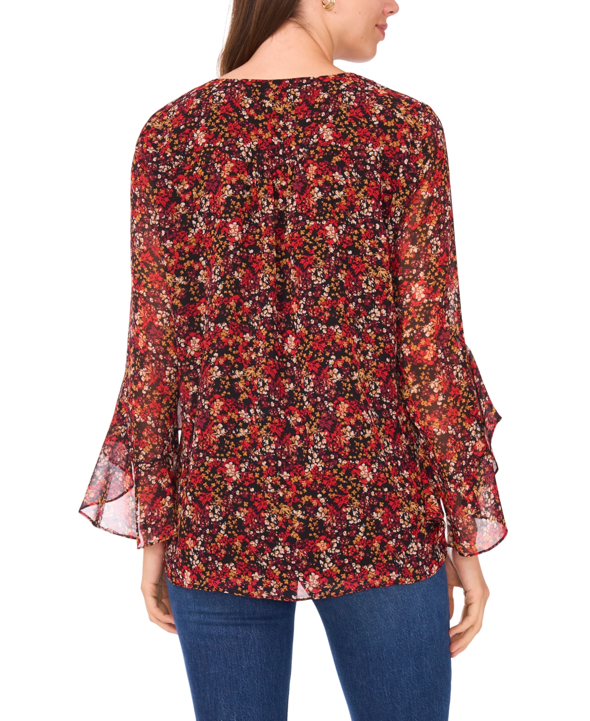 Sam & Jess Women's Printed V-neck Top In Brown