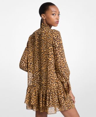MICHAEL Women's Cheetah Print High-Neck Mini Dress