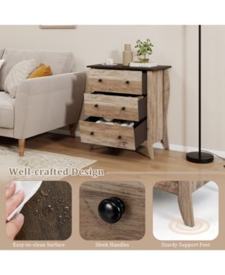 Dresser for Bedroom with 3 Folding Fabric Drawers and Anti-tipping Kit