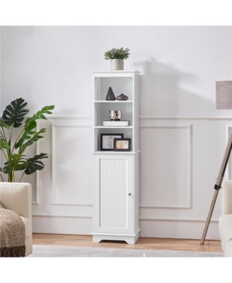 60.5” H Tall Bathroom Floor Cabinet with Single Door and Shelve