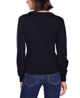  Women's V-Neck Rhinestone-Bow Sweater