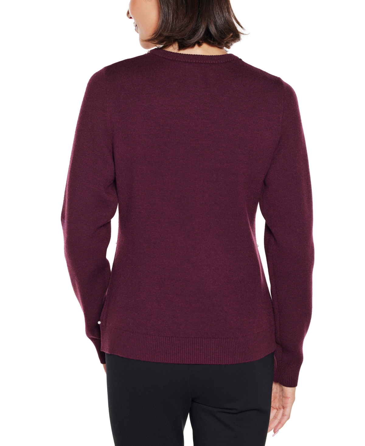Belldini Plus Size Front-embellished Sweater In Burgundy