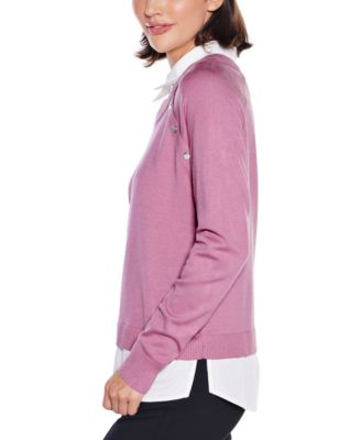  Women's Layered-Look Rivet-Trim Sweater