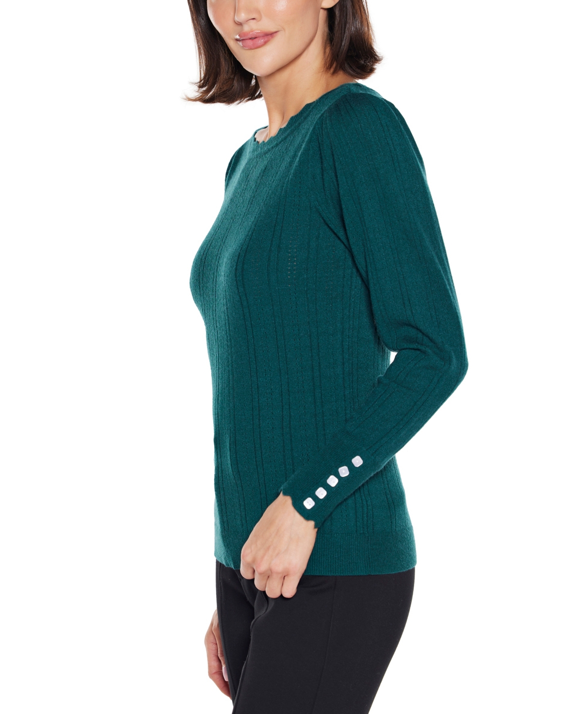 Belldini Women's Scalloped-Trim Boat Neck Sweater