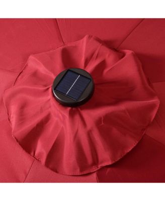 10 Ft Patio Table Market Umbrella w/ 24 Solar LED Lights & Heavy-duty Base