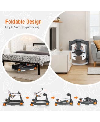 2-in-1 Baby Walker Foldable Activity Push Walker w/ Adjustable Height