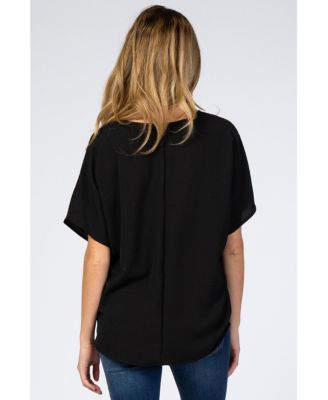 Forest Green Short Sleeve Maternity Blouse