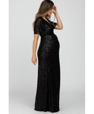 Maternity Sequin Short Sleeve Maxi Dress