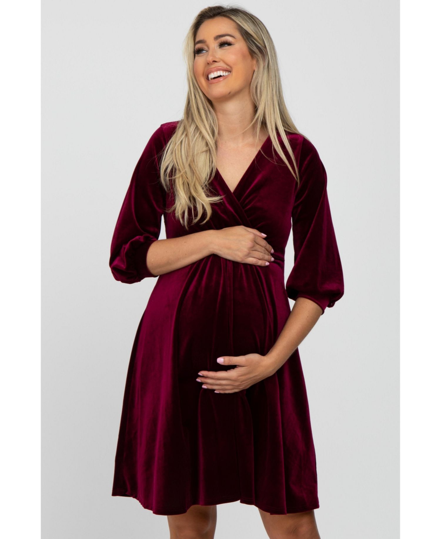Women's Green Velvet Wrap Front Babydoll Dress
