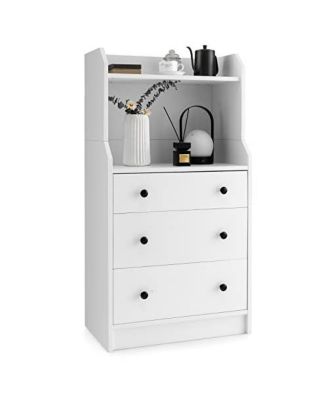 Modern Storage Dresser with Anti-toppling Device-White