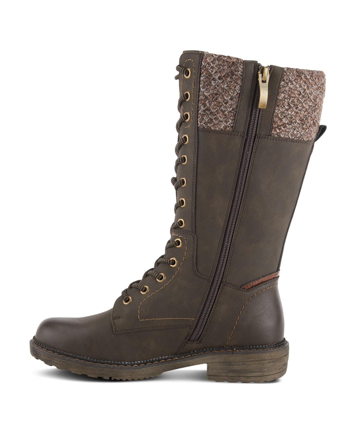 Spring Step Yosemite Water-Resistant Winter Boots with Sweater Trim and Lace-Up Detail