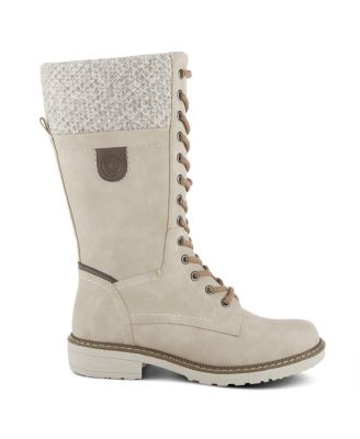 Yosemite Water-Resistant Winter Boots with Sweater Trim and Lace-Up Detail
