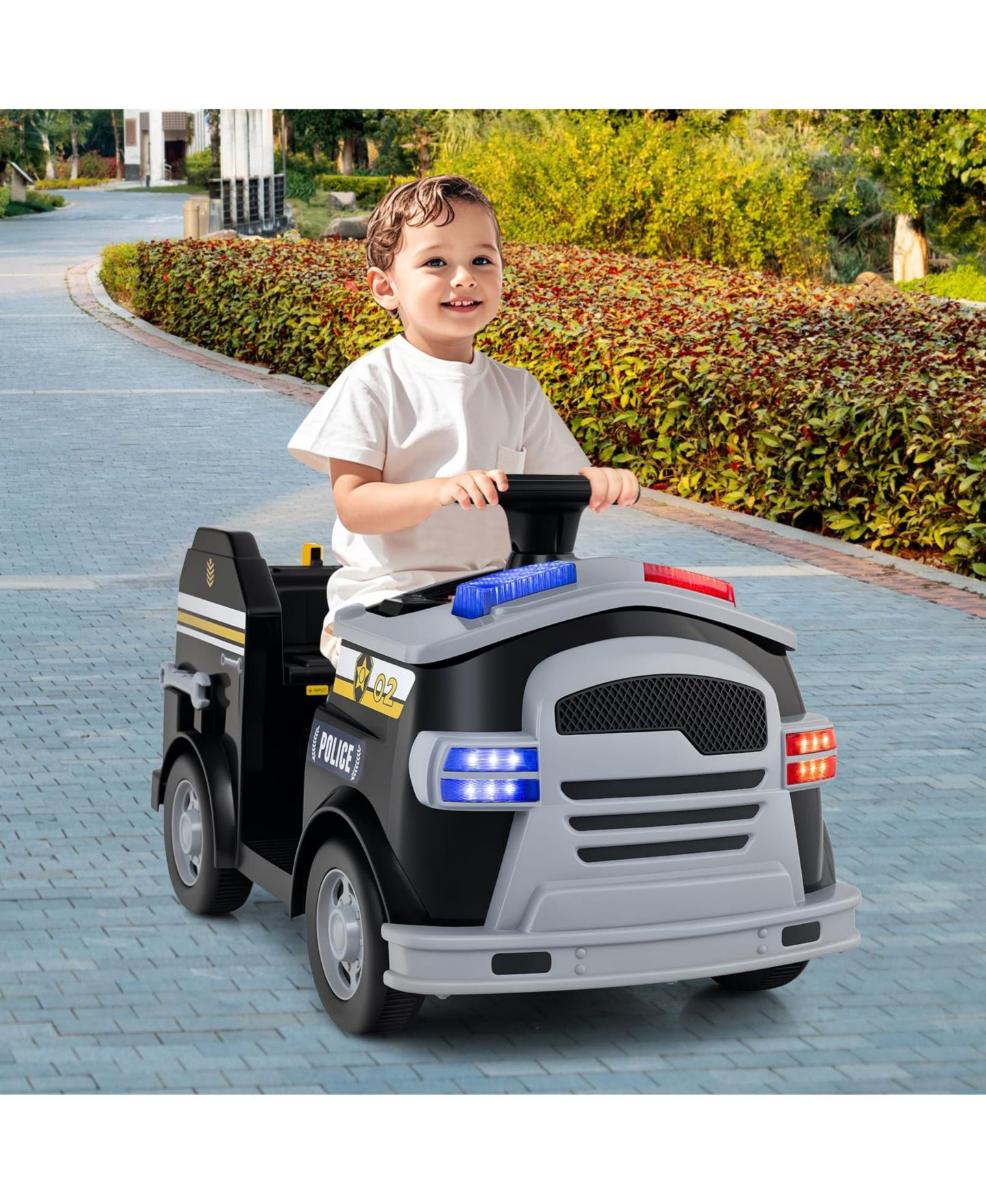Детская игрушка Mecale Police 12V Electric Ride-On Car, цвет: Чёрный — фото 3