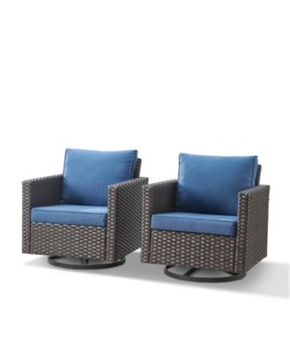 U-Frame 2-Piece Swivel Glider Wicker Outdoor Rocking Chair with Olefin Cushions