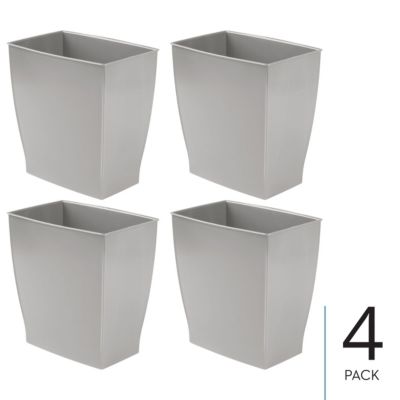 Rectangular Trash Can, 2.5 Gallon / 9.5 Liter, 4-Pack, Gray, Made in USA