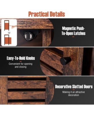 Buffet Cabinet Industrial Sideboard Storage Cabinet with Slatted Door and 3 Adjustable Shelves