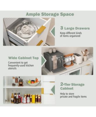 Modern Sideboard Buffet Cabinet with 2 Doors and 3 Drawers for Living Room Dining Room