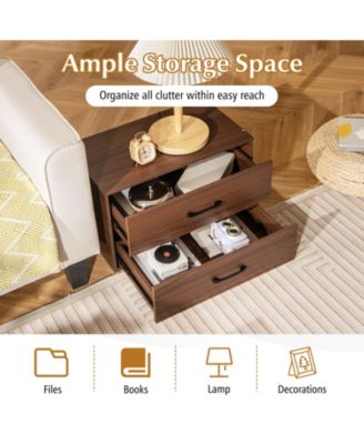 1Pc 2-Drawer Stackable Horizontal Storage Cabinet Dresser Chest with Handles