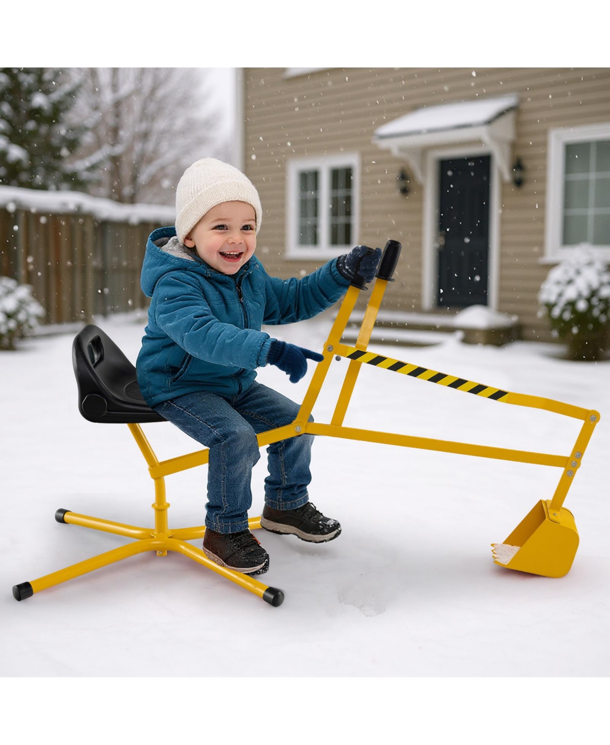 Gymax Kids Ride on Sand Digger w/ 360° Rotatable Seat Flexible Shovel for Dirt Snow